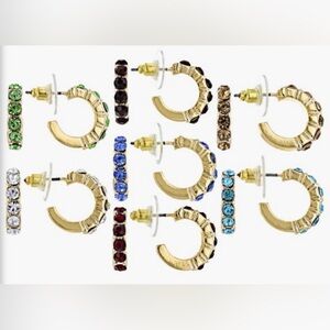 Elegant Gold and Multicolor Stone Hoop Earrings